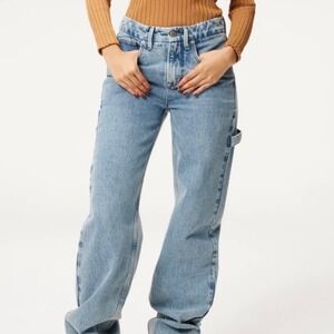 Good American Good 90s Carpenter Jeans Womens 2 Baggy Utility Cargo Boho Preppy